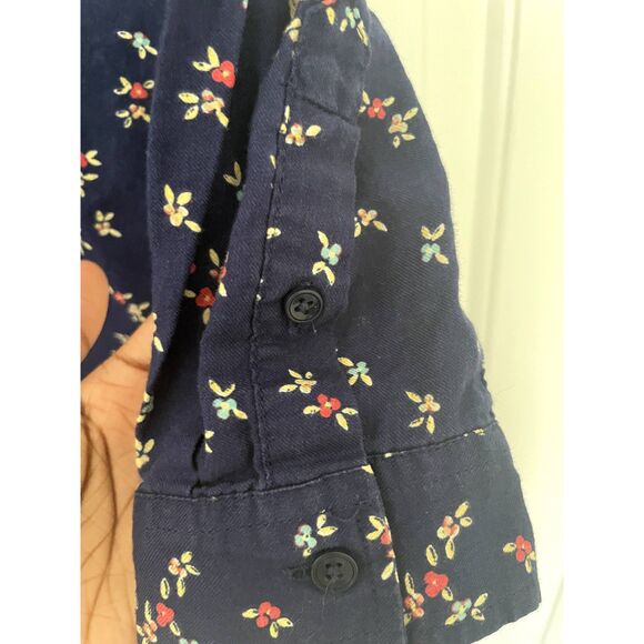 Talbots Long Sleeve Casual Tunic Button Shirt Navy Floral Size S 100% Cotton - Picture 4 of 6